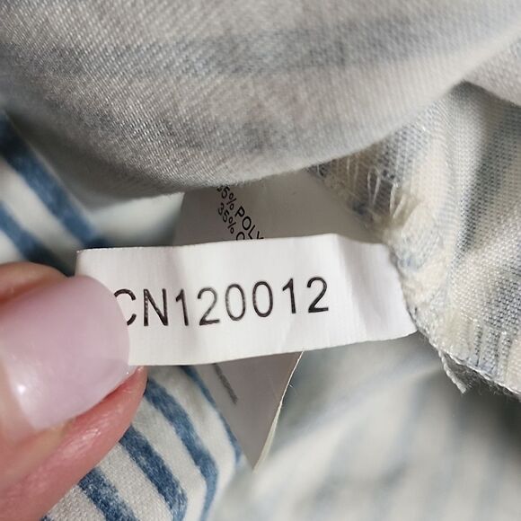 New York & Company Sleeveless Wide Leg Cropped Blue & White Striped Jumpsuit, S - Picture 8 of 9